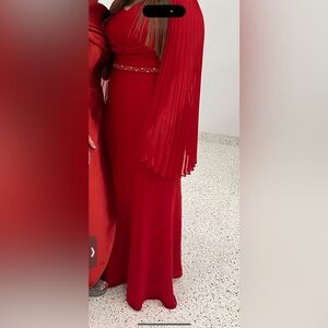 Elegant Red Pleated Dress